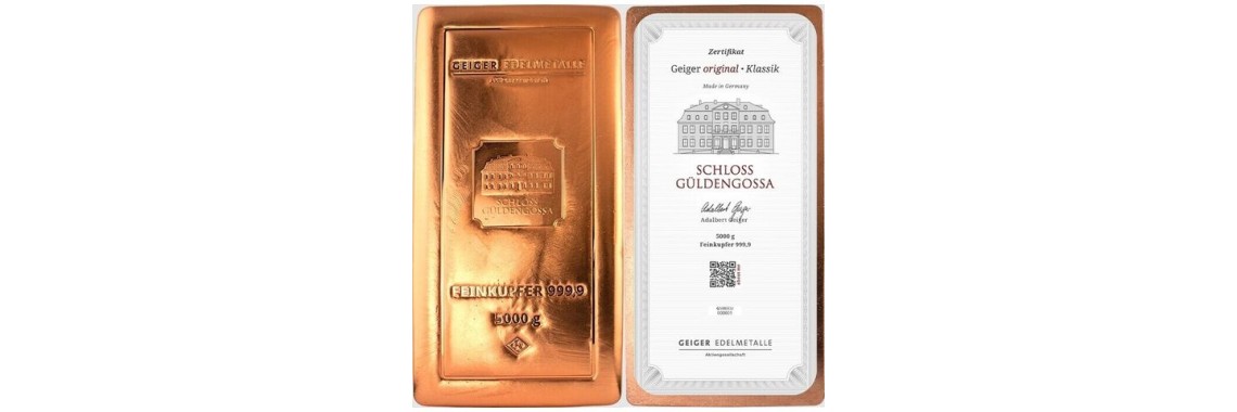 5kg Geiger Edelmetalle 999.9 Copper Bar