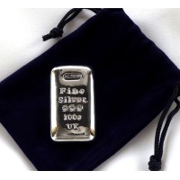 100g Silver Bullion Bar 999.9 Fine Silver in Pouch